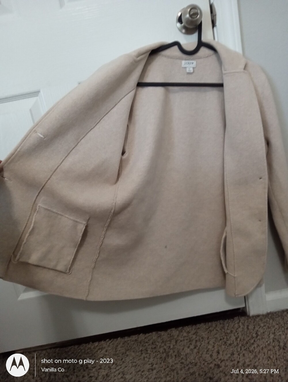 J.Crew Sweater Blazer Hthr Light Khaki Large - Picture 5 of 10